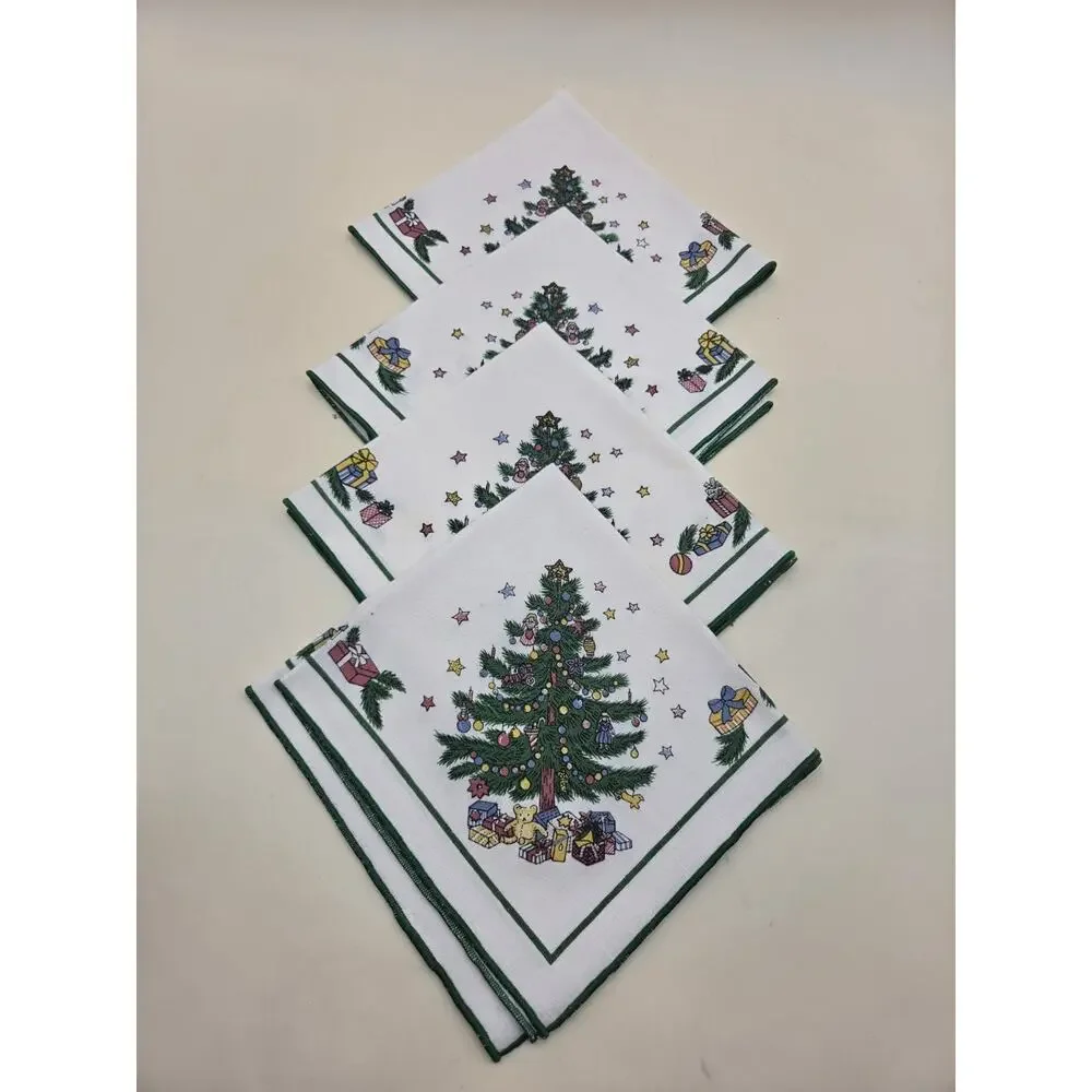 Set 4pc Nikko Happy Holidays Fallani and Cohn Christmas Napkins vtg RARE